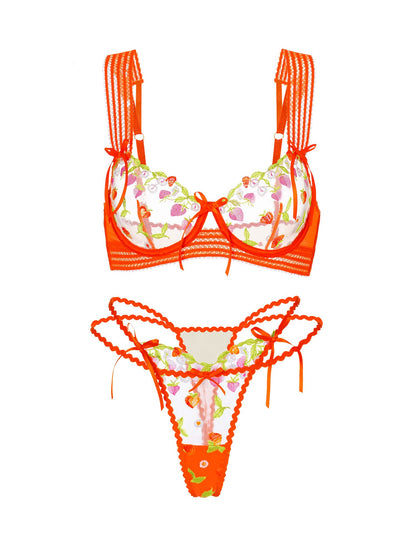 Sunny Meadow Floral Lace Lingerie Set with Wide Straps