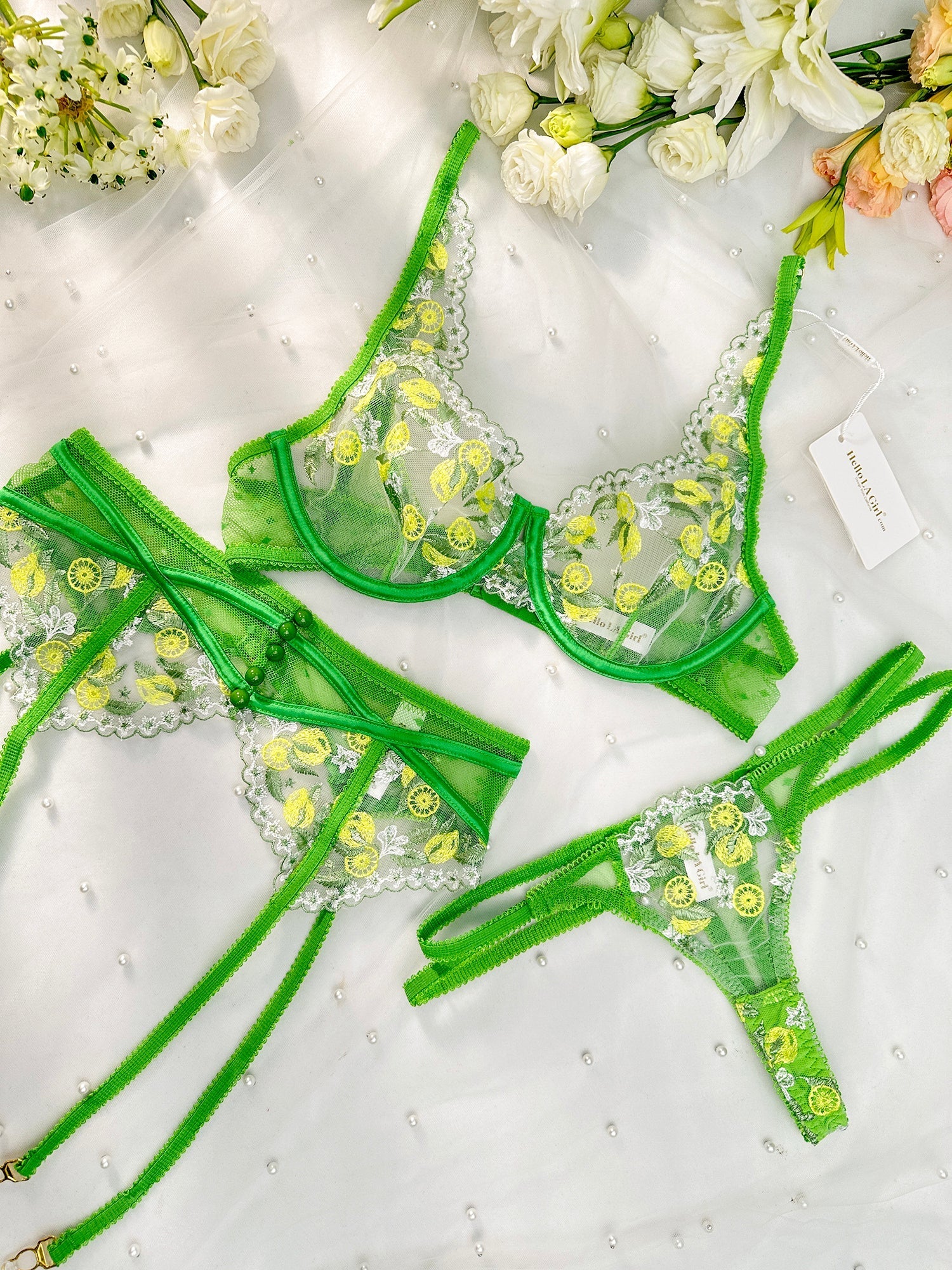 Fresh Lemon Embroidery Lingerie Set For Vibrant Charm Hello.LA.Girl
