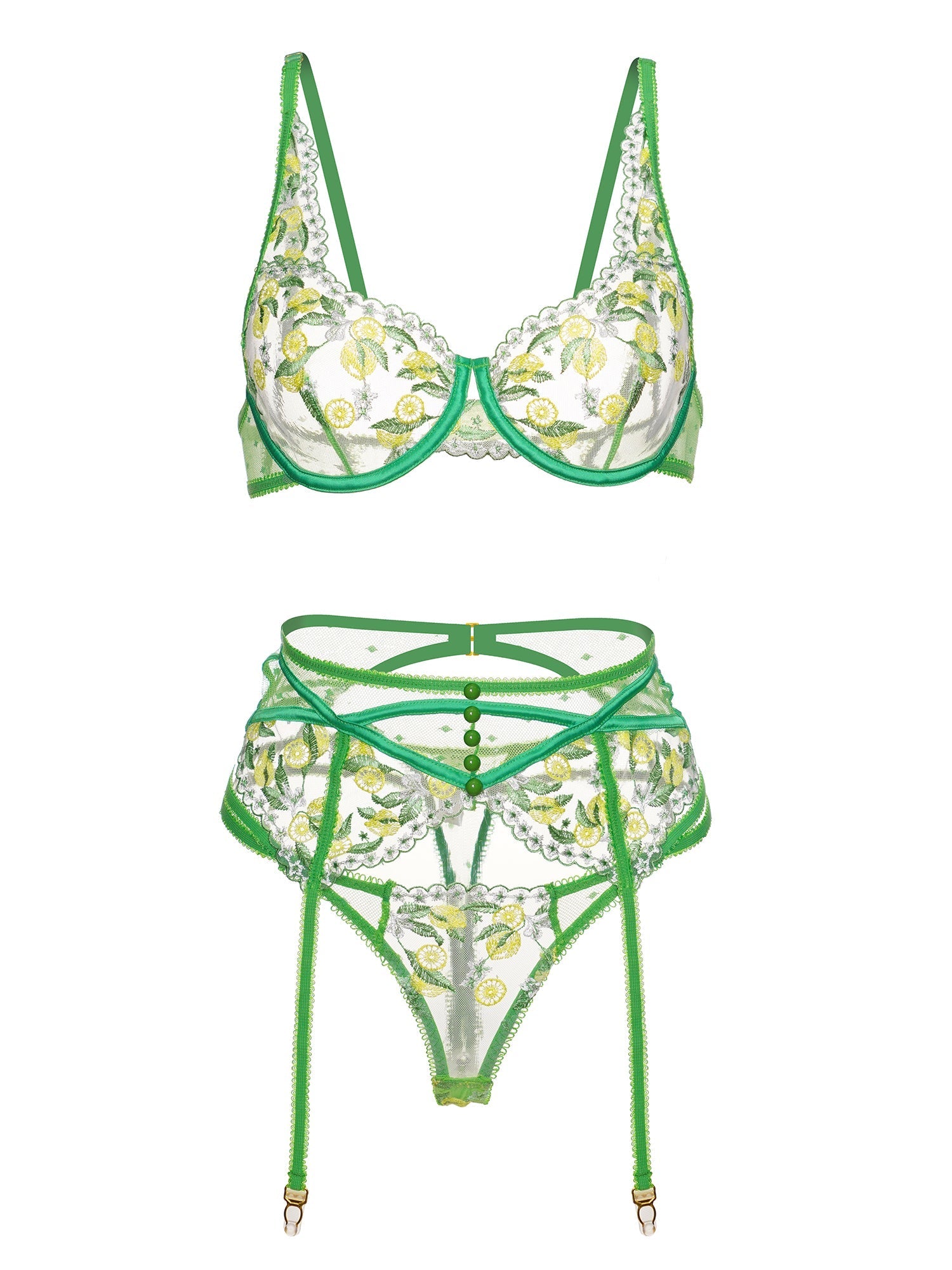 Fresh Lemon Embroidery Lingerie Set For Vibrant Charm Hello.LA.Girl
