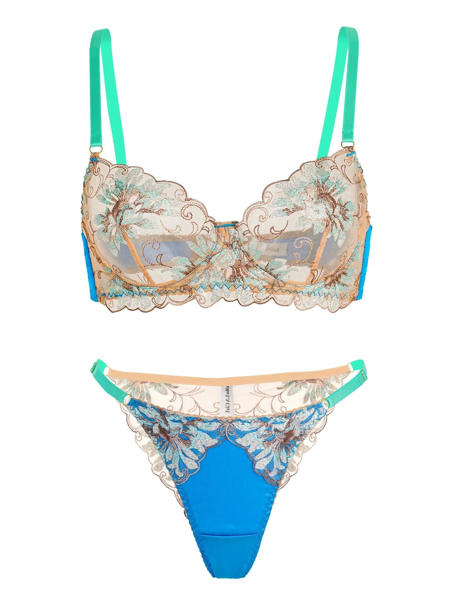 Vintage Peacock Blue Lingerie Set Hello.LA.Girl