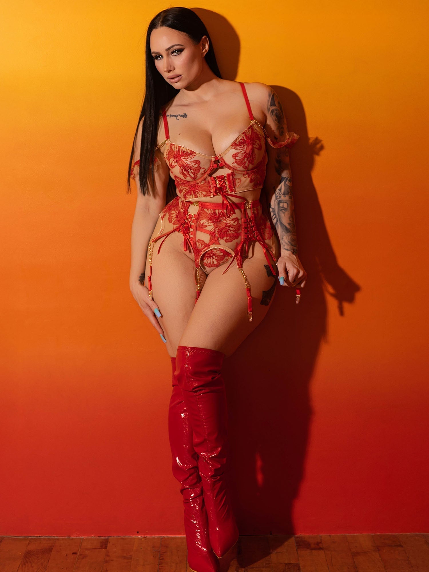 Red Ribbon Sculpting Lingerie Set Hello.LA.Girl