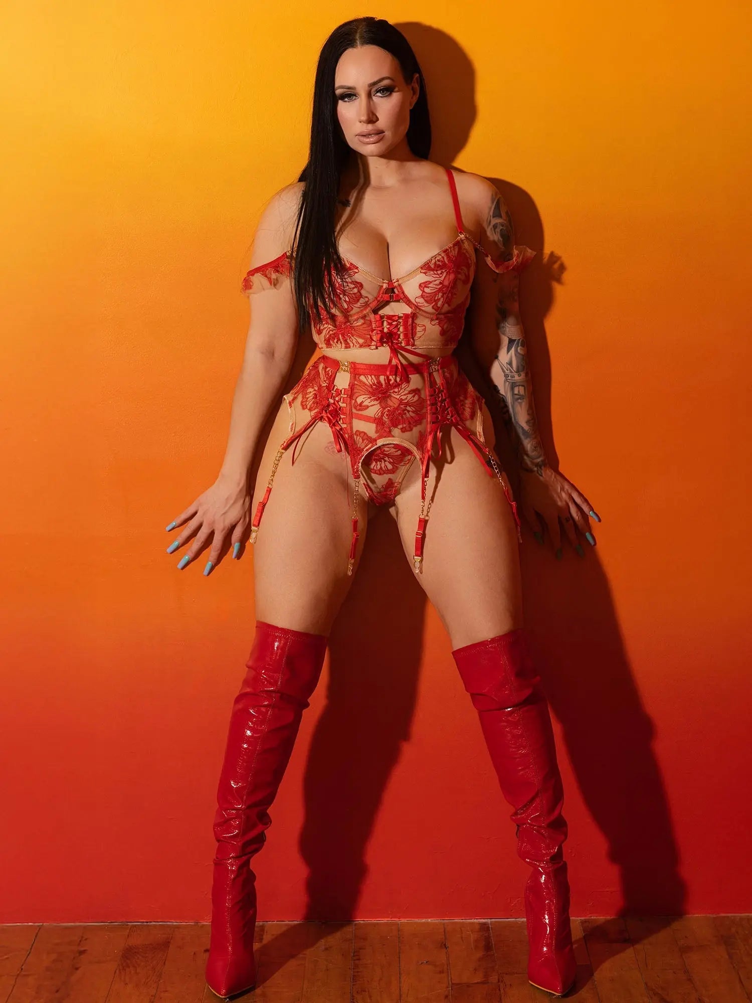 Red Ribbon Sculpting Lingerie Set Hello.LA.Girl