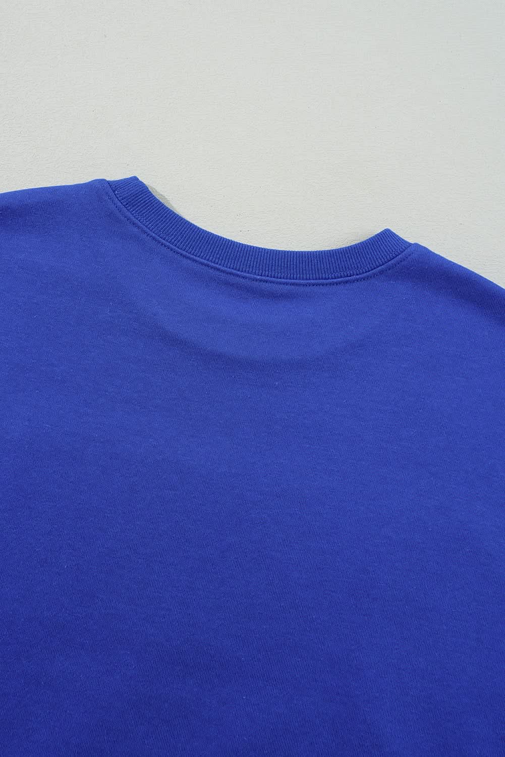 Dark Blue Game Day Crew Neck Graphic Pullover Sweatshirt - Love Salve 