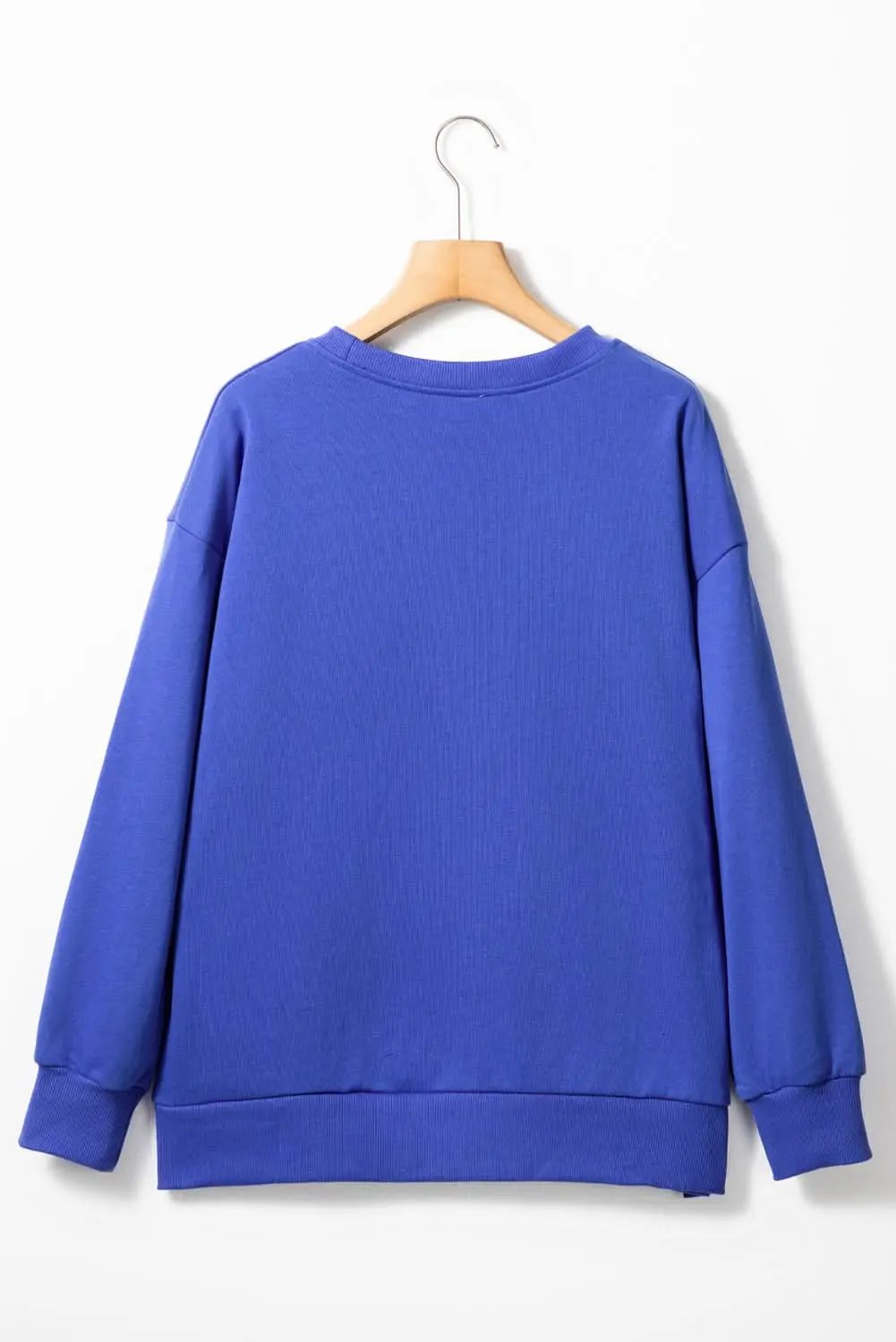 Dark Blue Tinsel Game Day Drop Shoulder Graphic Sweatshirt - Love Salve 