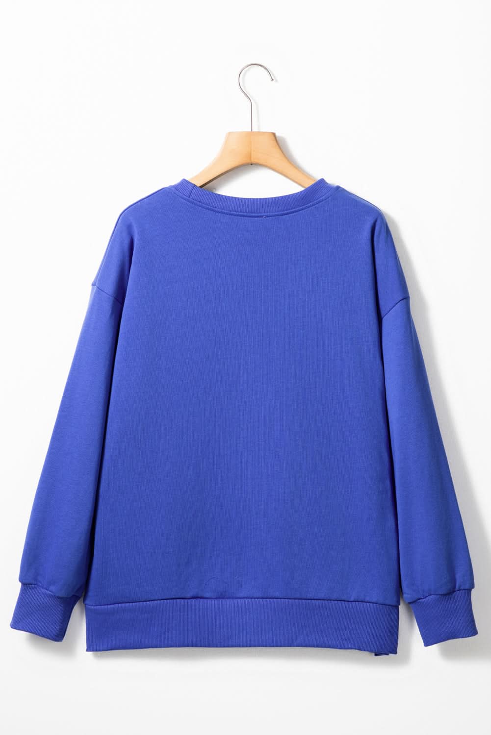 Dark Blue Tinsel Game Day Drop Shoulder Graphic Sweatshirt - Love Salve 