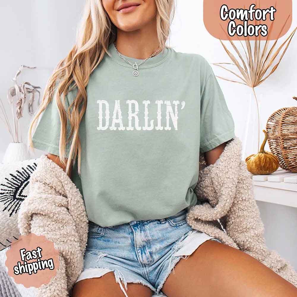 Darlin’ Comfort Colors Tee – Cute Country Girl Shirt, Western Cowgirl Style Adorb Custom Tees