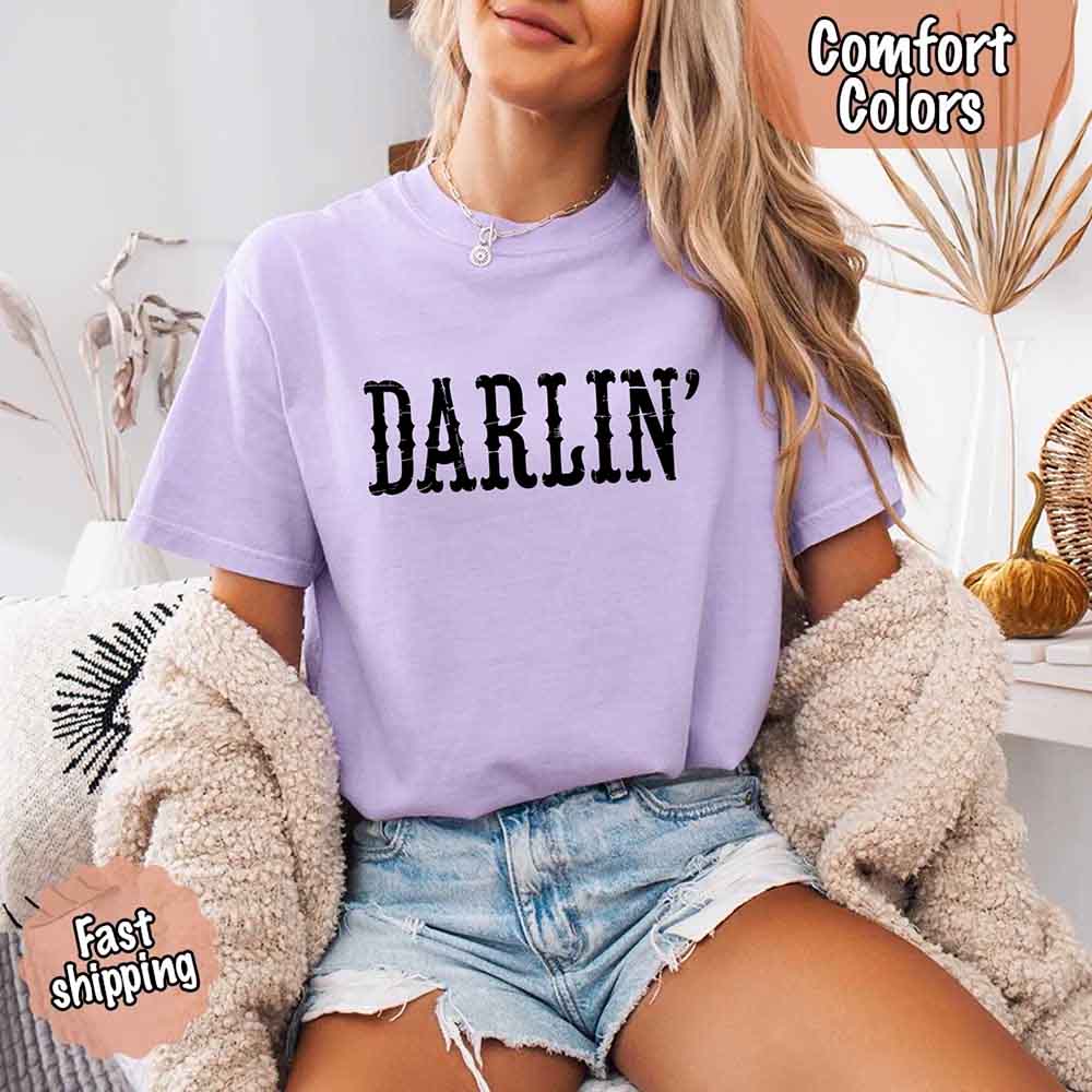 Darlin’ Comfort Colors Tee – Cute Country Girl Shirt, Western Cowgirl Style Adorb Custom Tees