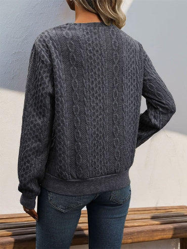 Decorative button long sleeve top - Love Salve 