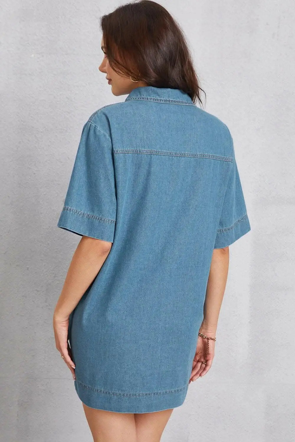 Denim mini dress with pockets - Love Salve 