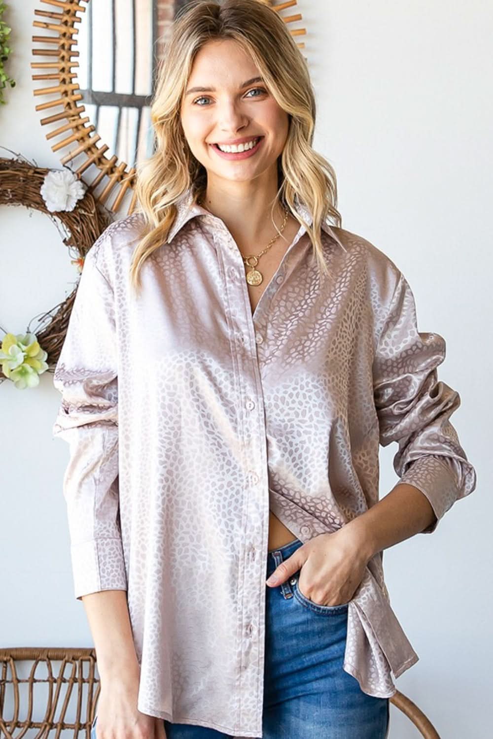 Ditsy Dot Satin Shirt - Elegant Style 
