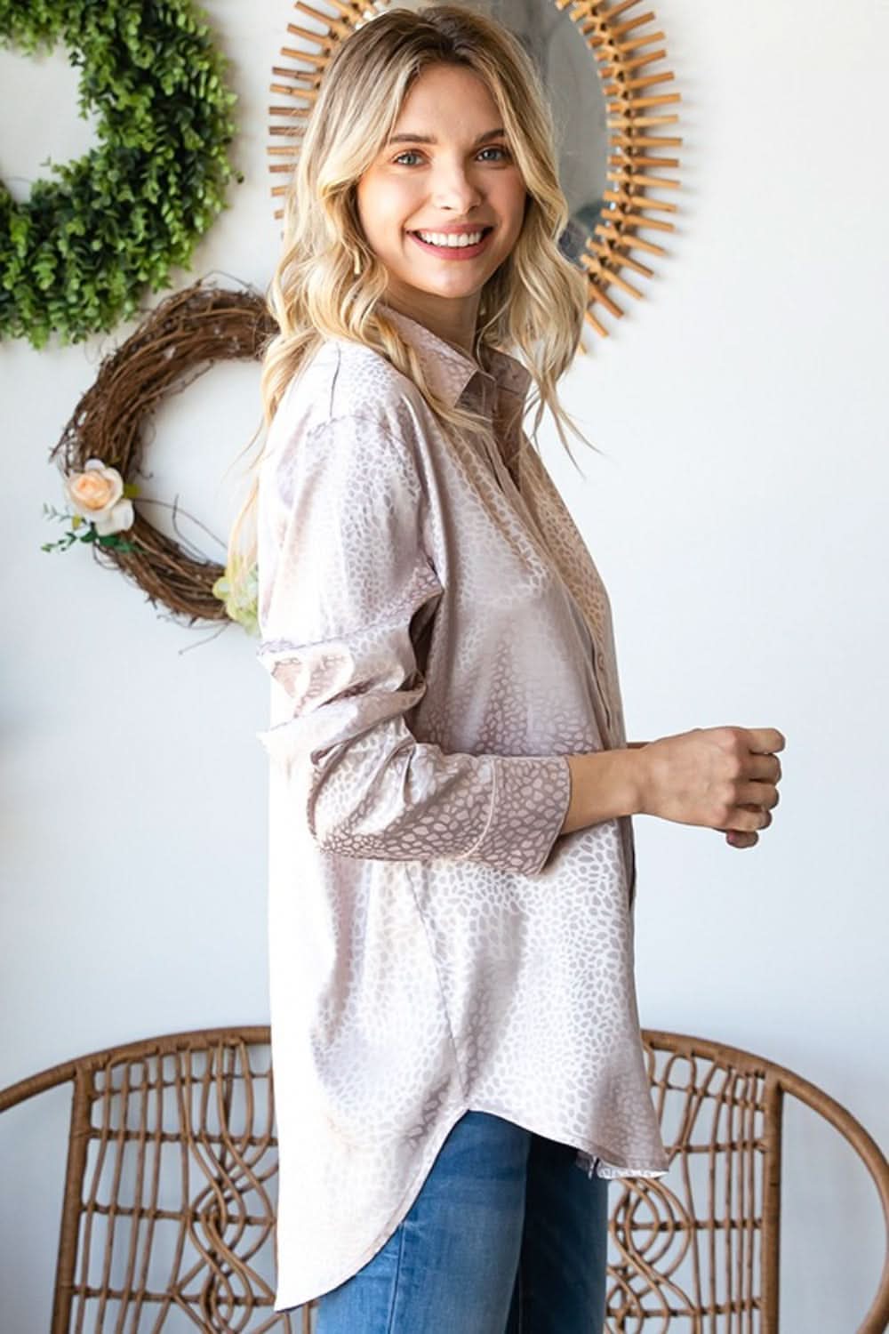 Ditsy Dot Satin Shirt - Elegant Style 