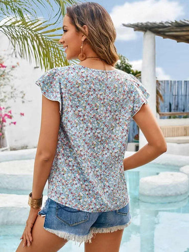 Ditsy floral cap sleeve top - Love Salve 