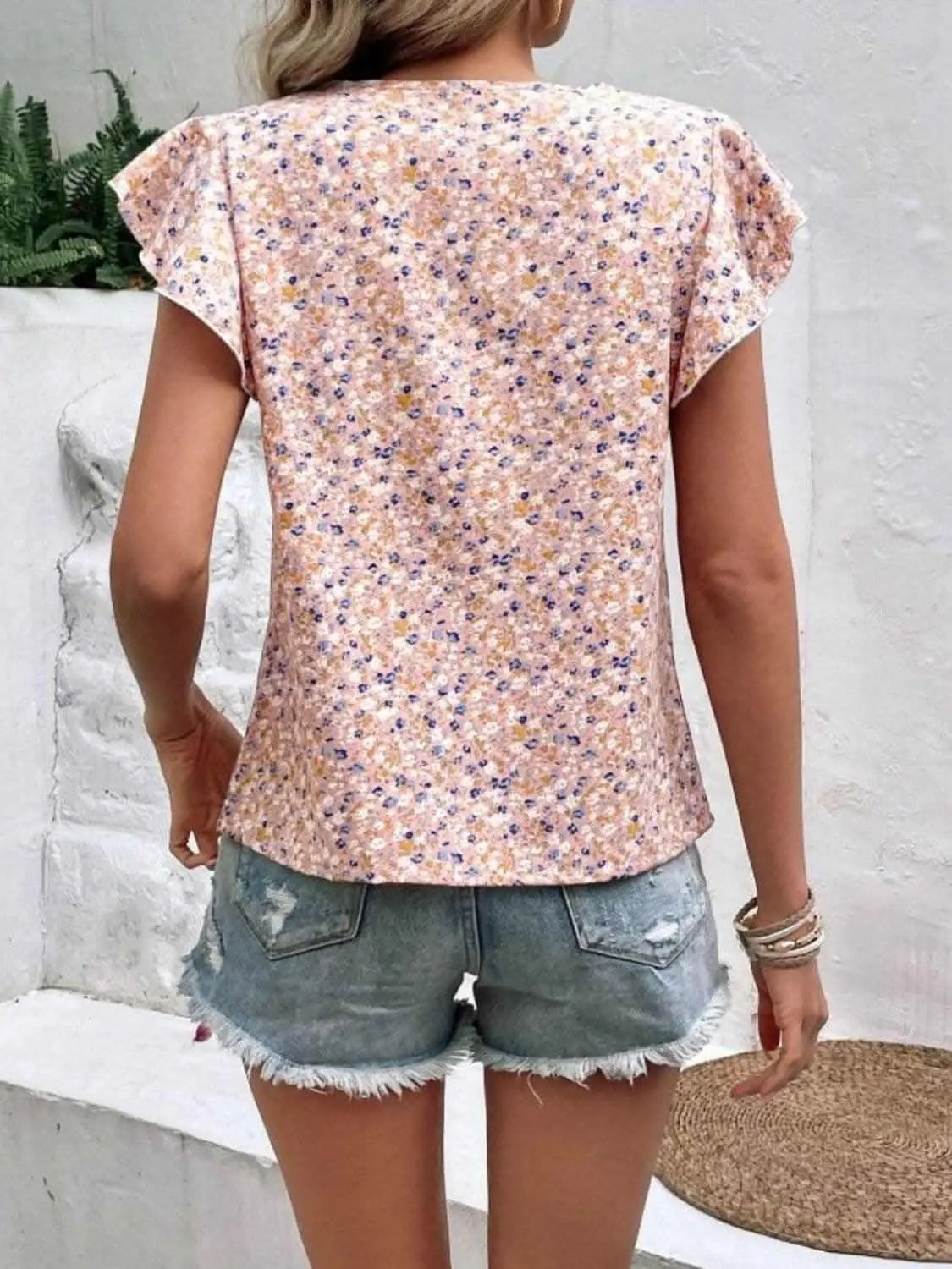 Ditsy floral cap sleeve top - Love Salve 