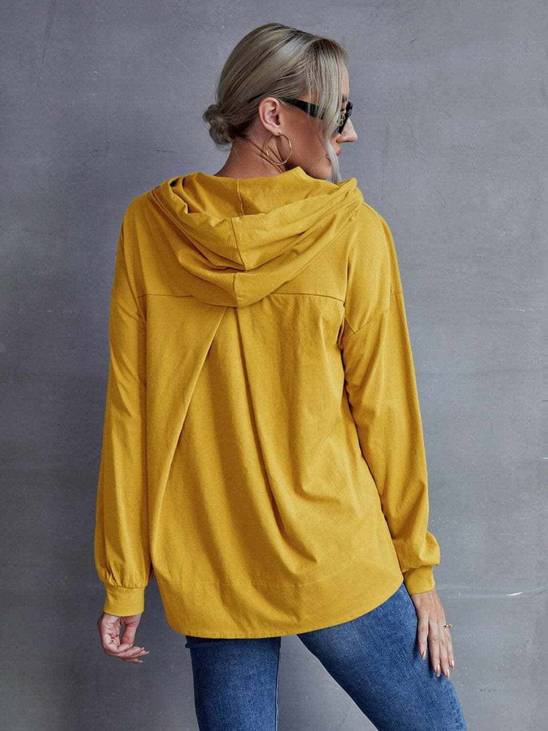 Dropped shoulder hoodie with pockets - Love Salve 