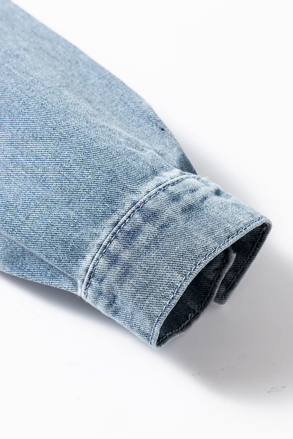 Dusk Blue Slit Buttons Pocketed Denim Jacket - Love Salve 