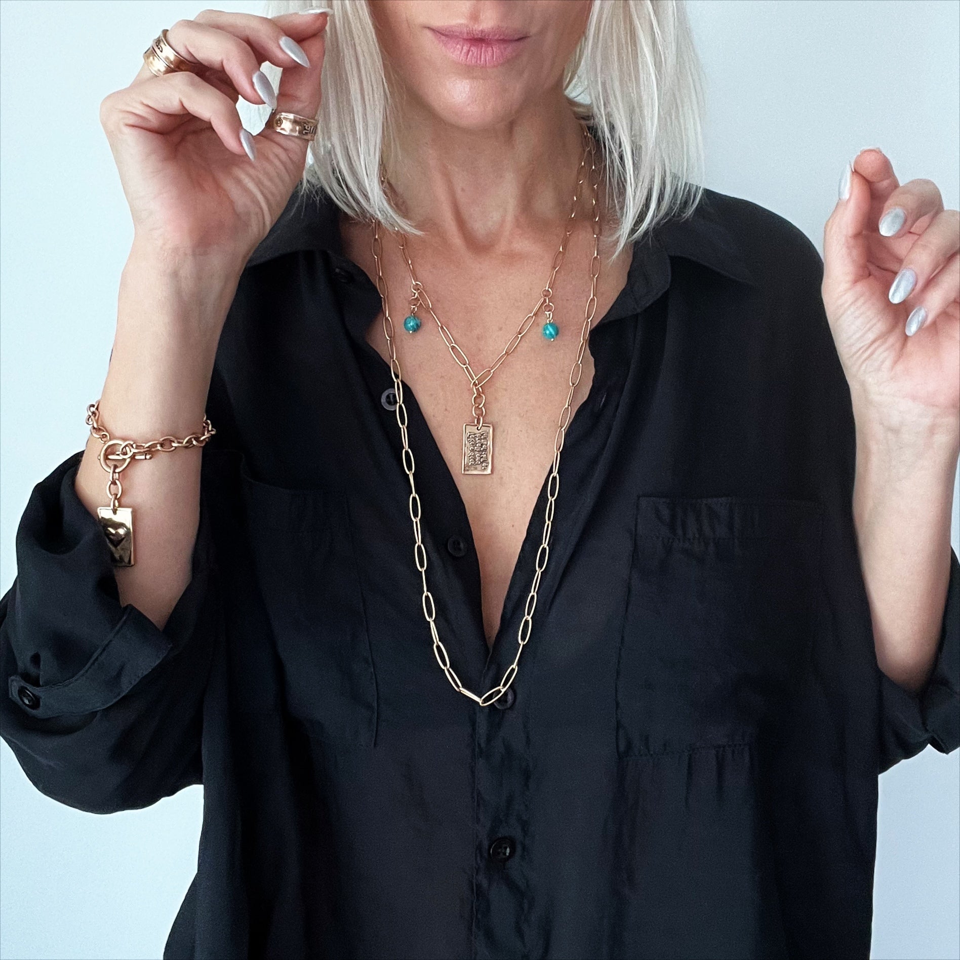 Take a Deep Breath and Let That Shit Go Heart Klink Necklace Katia Designs