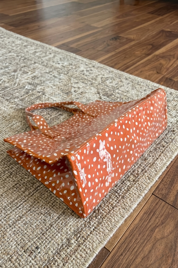 Fawntastic Fawn Print Tote Bag With Polka Dot Design