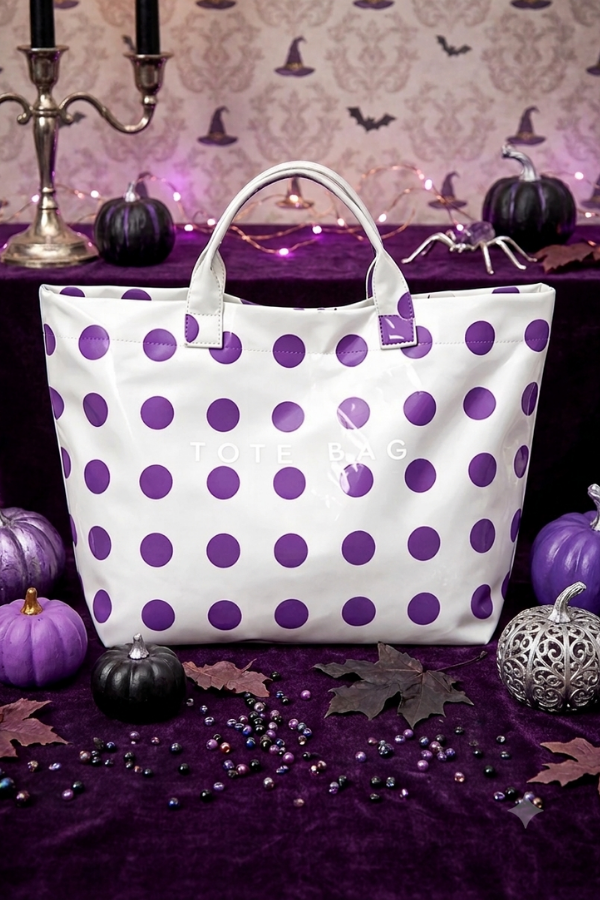 SC - ETA 9/30-10/14 Purple Polka Dot Vinyl TOTE BAG