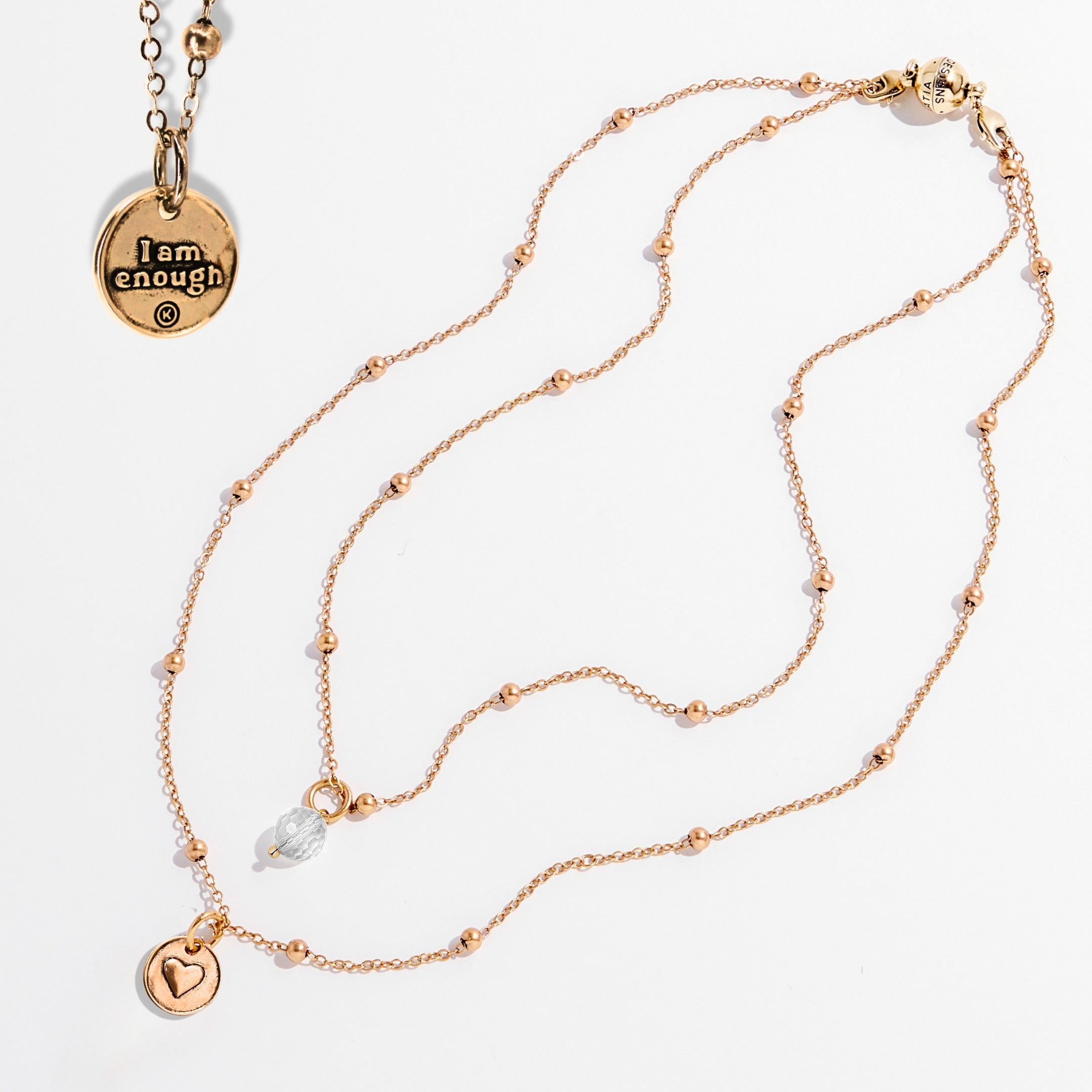 I Am Enough Heart Dainty Necklace Katia Designs