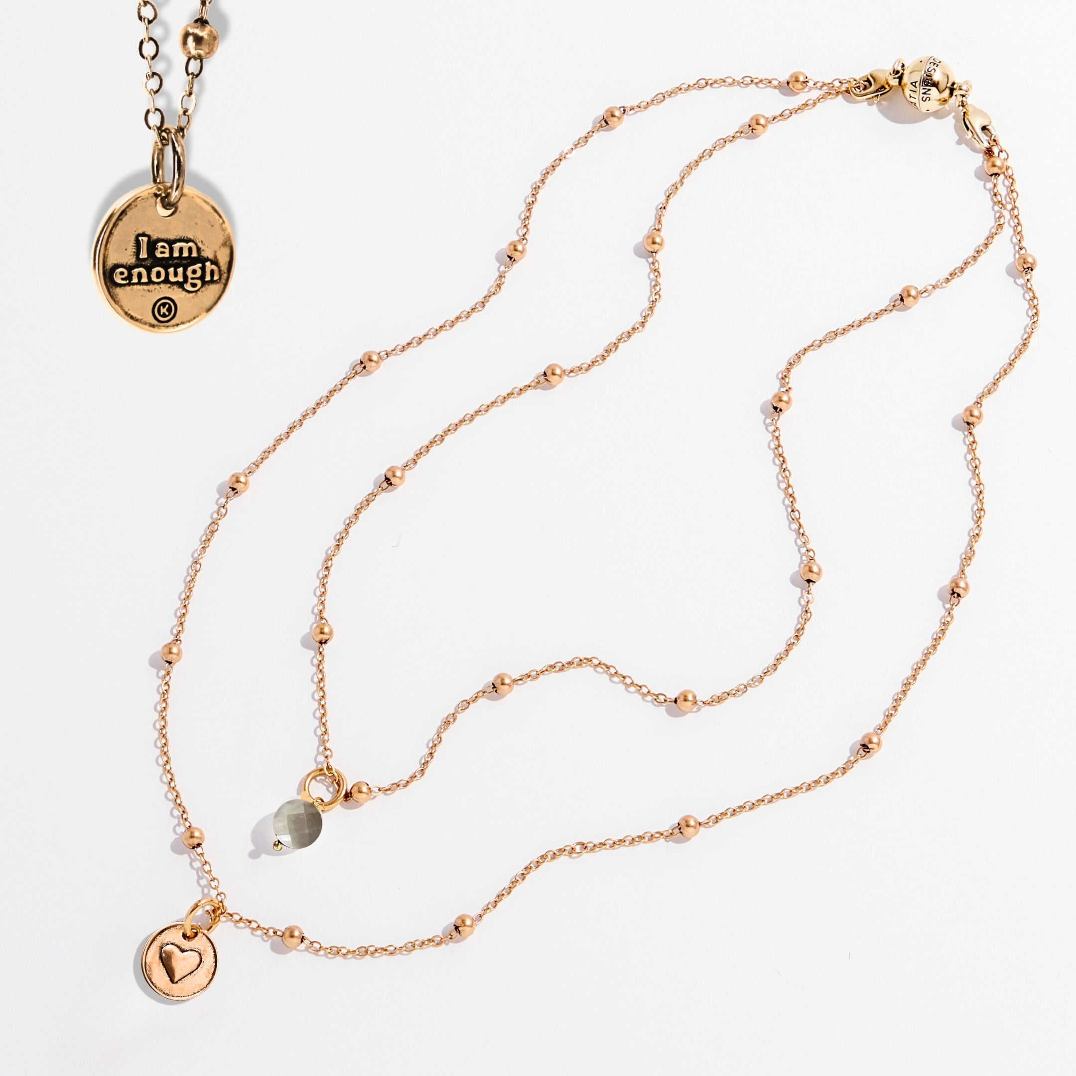 I Am Enough Heart Dainty Necklace Katia Designs