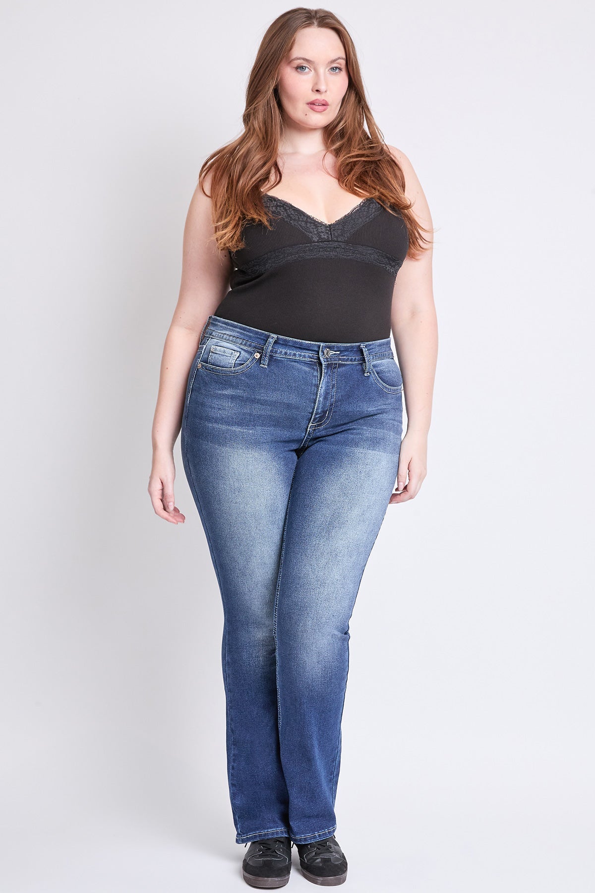 Women's Plus Mid Rise Premium Stitch Bootcut Jeans YMI JEANS