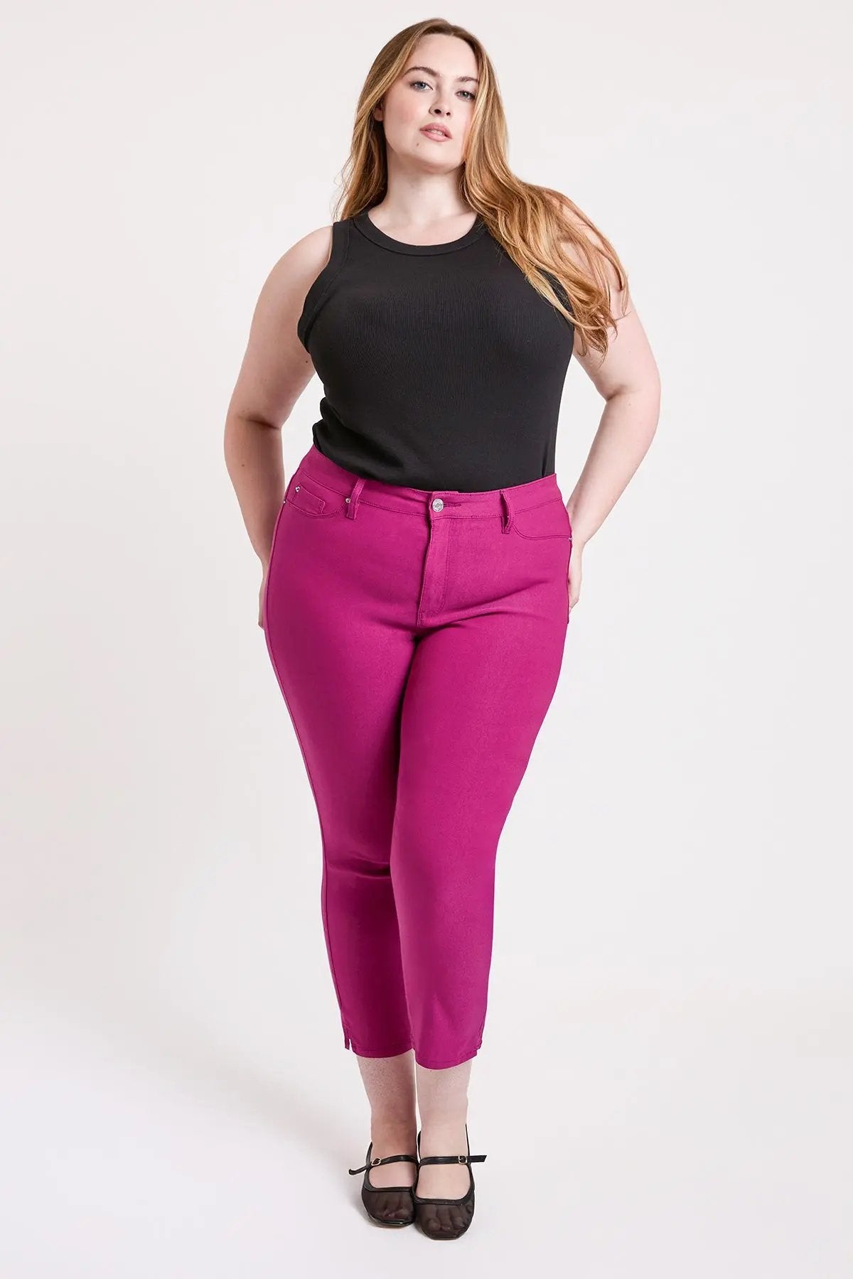 Women's Plus High Rise Hyperstretch Cropped Straight Pants YMI JEANS