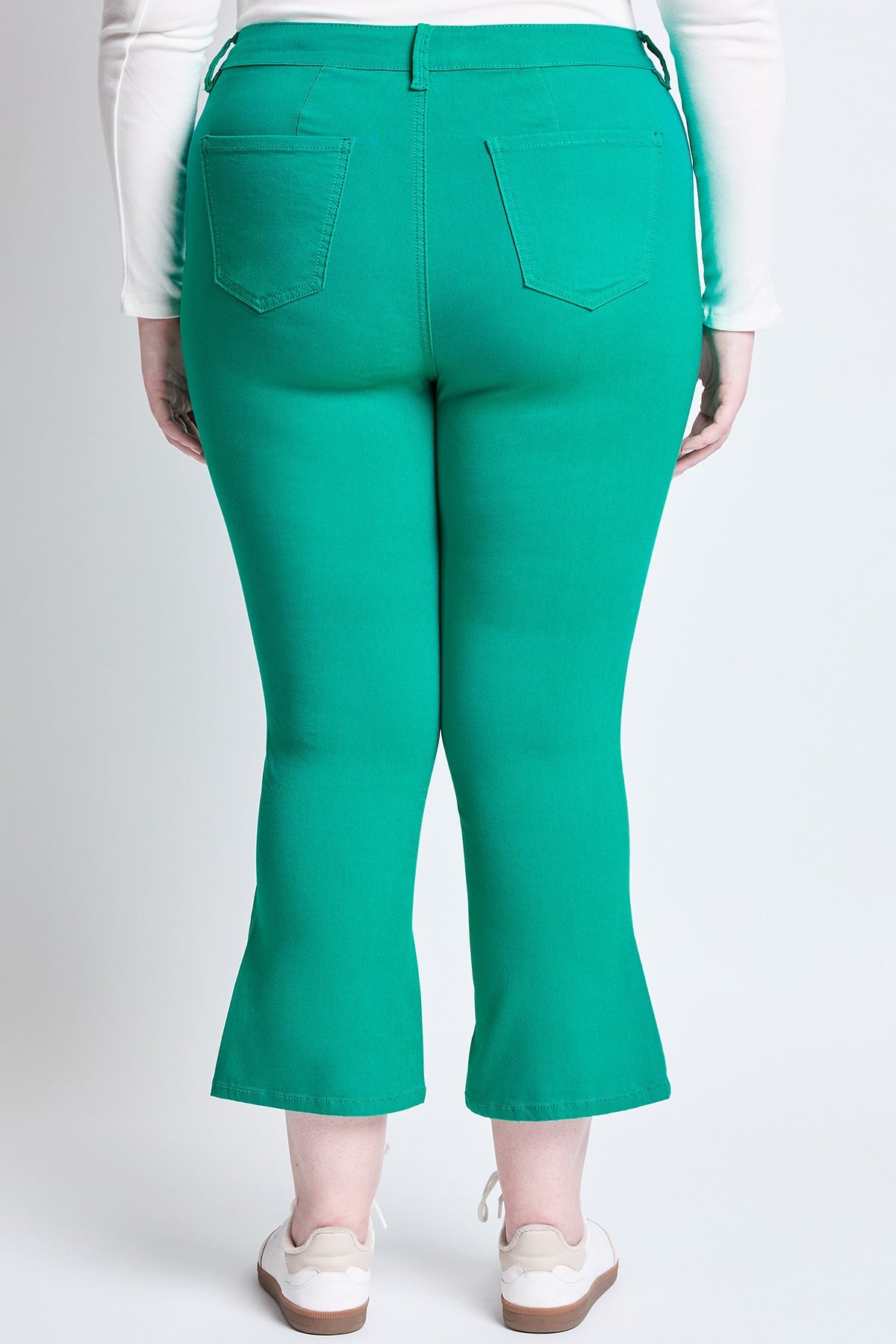 YMI JEANS Women's Plus Hyperstretch Cropped Kick Flare Pants, designed for lasting comfort and style.