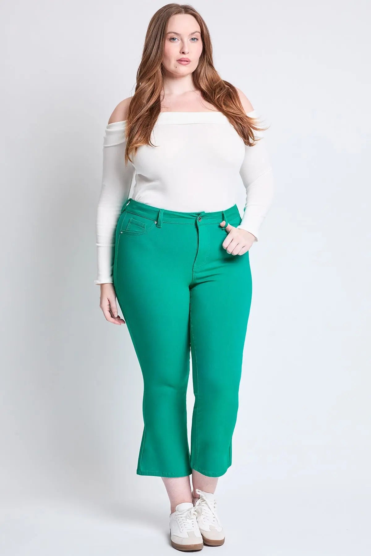 Women's Plus Hyperstretch Cropped Kick Flare Pants YMI JEANS