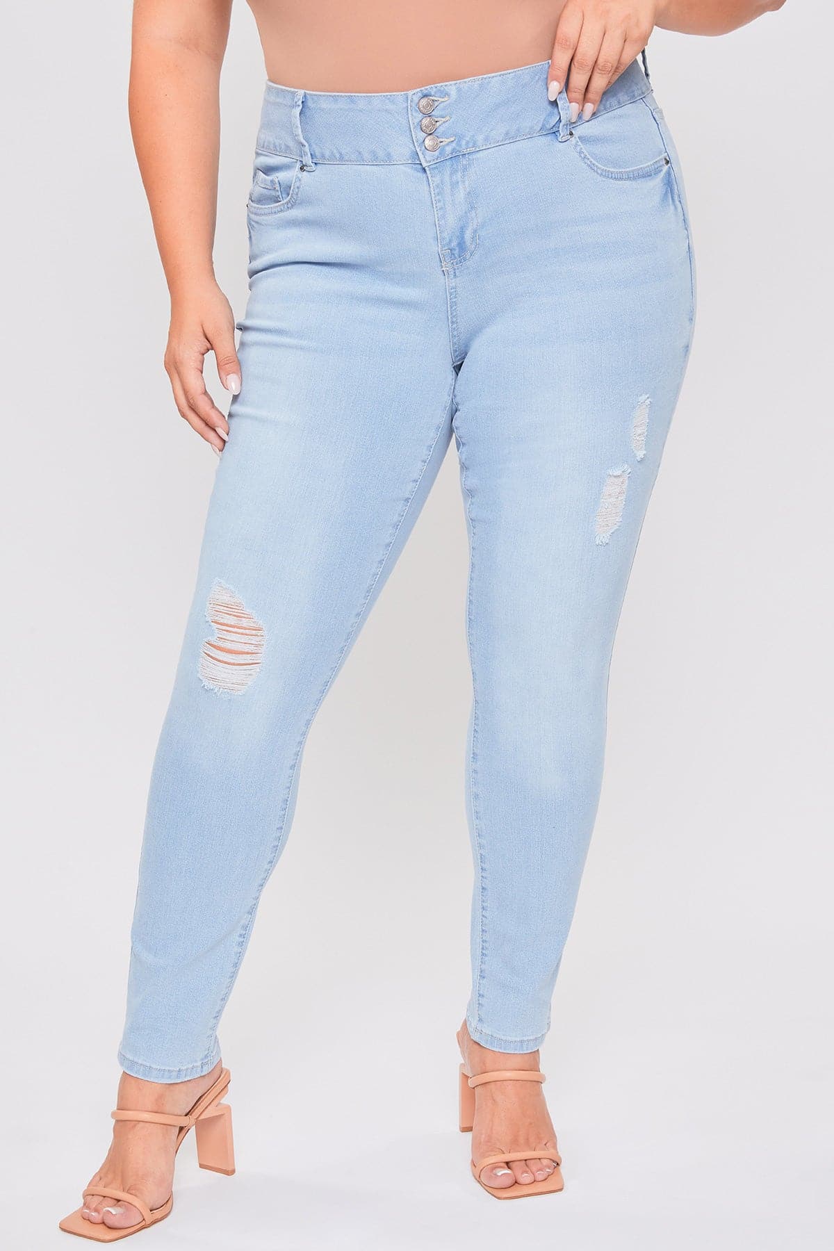 Women's Plus Essential Sustainable Distressed Skinny Jeans YMI JEANS