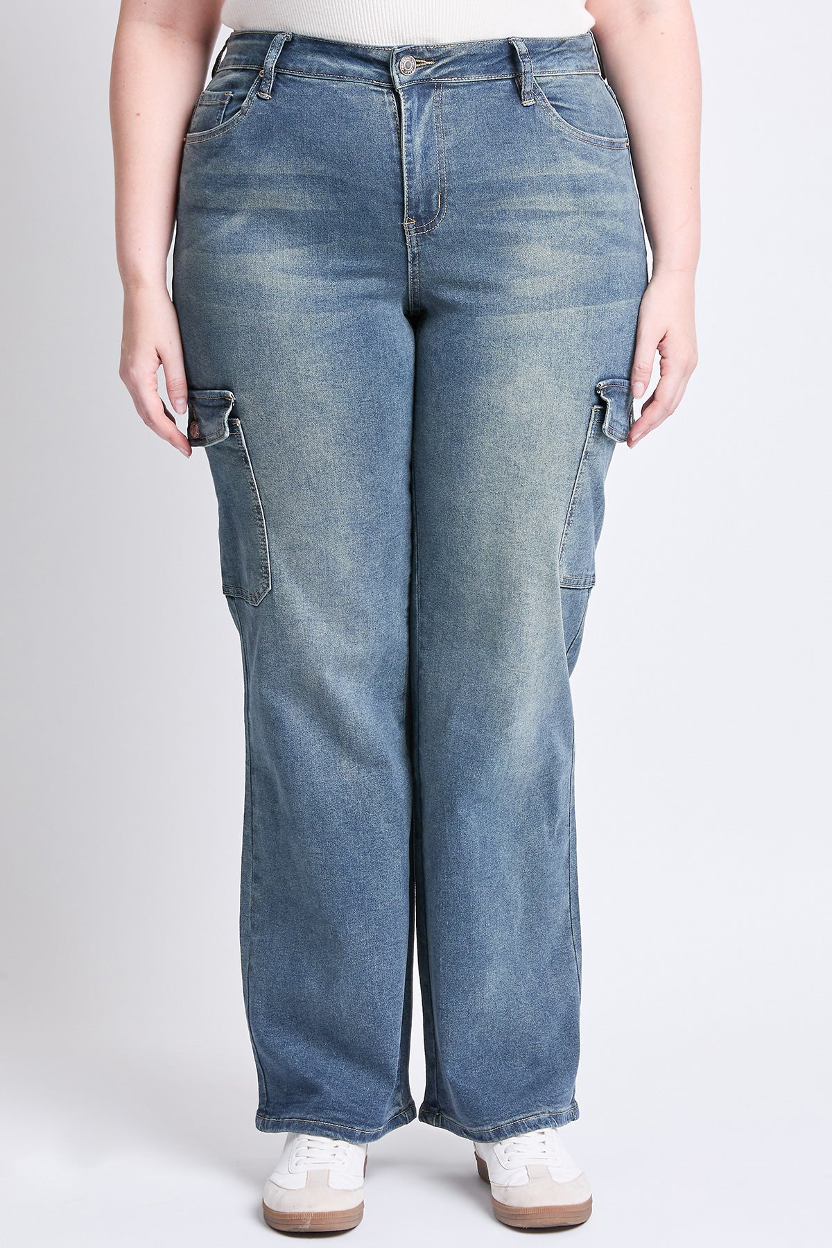 YMI JEANS: Plus Wide Leg Cargo Jeans