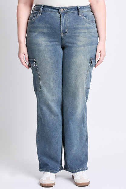 YMI JEANS: Plus Wide Leg Cargo Jeans