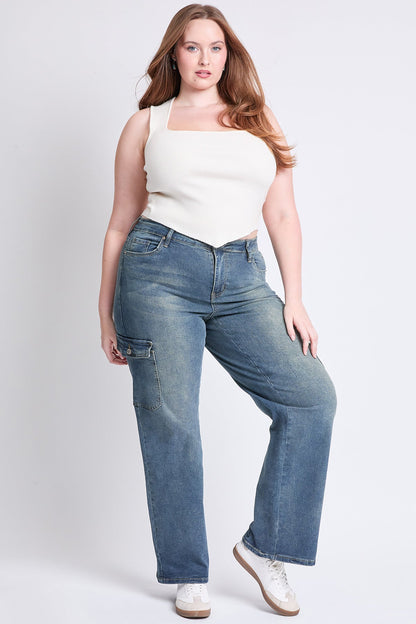 YMI JEANS: Plus Wide Leg Cargo Jeans