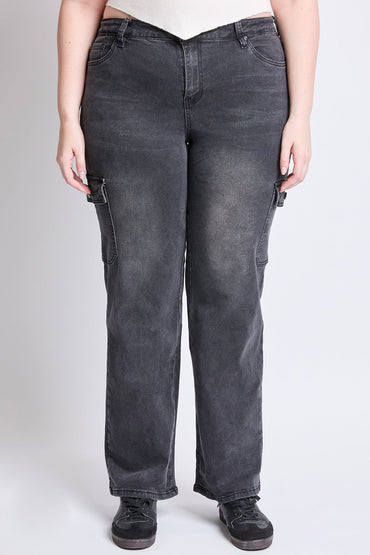 YMI JEANS: Plus Wide Leg Cargo Jeans
