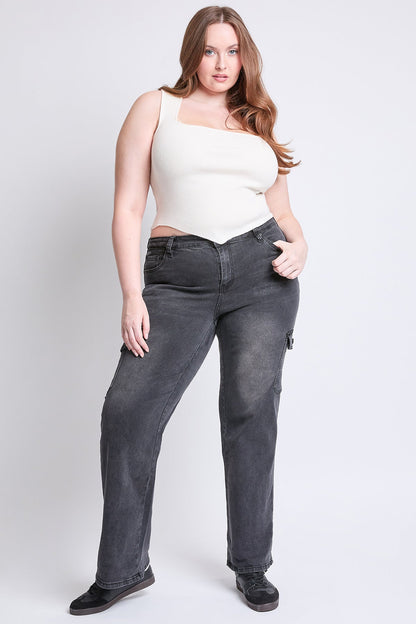 YMI JEANS: Plus Wide Leg Cargo Jeans