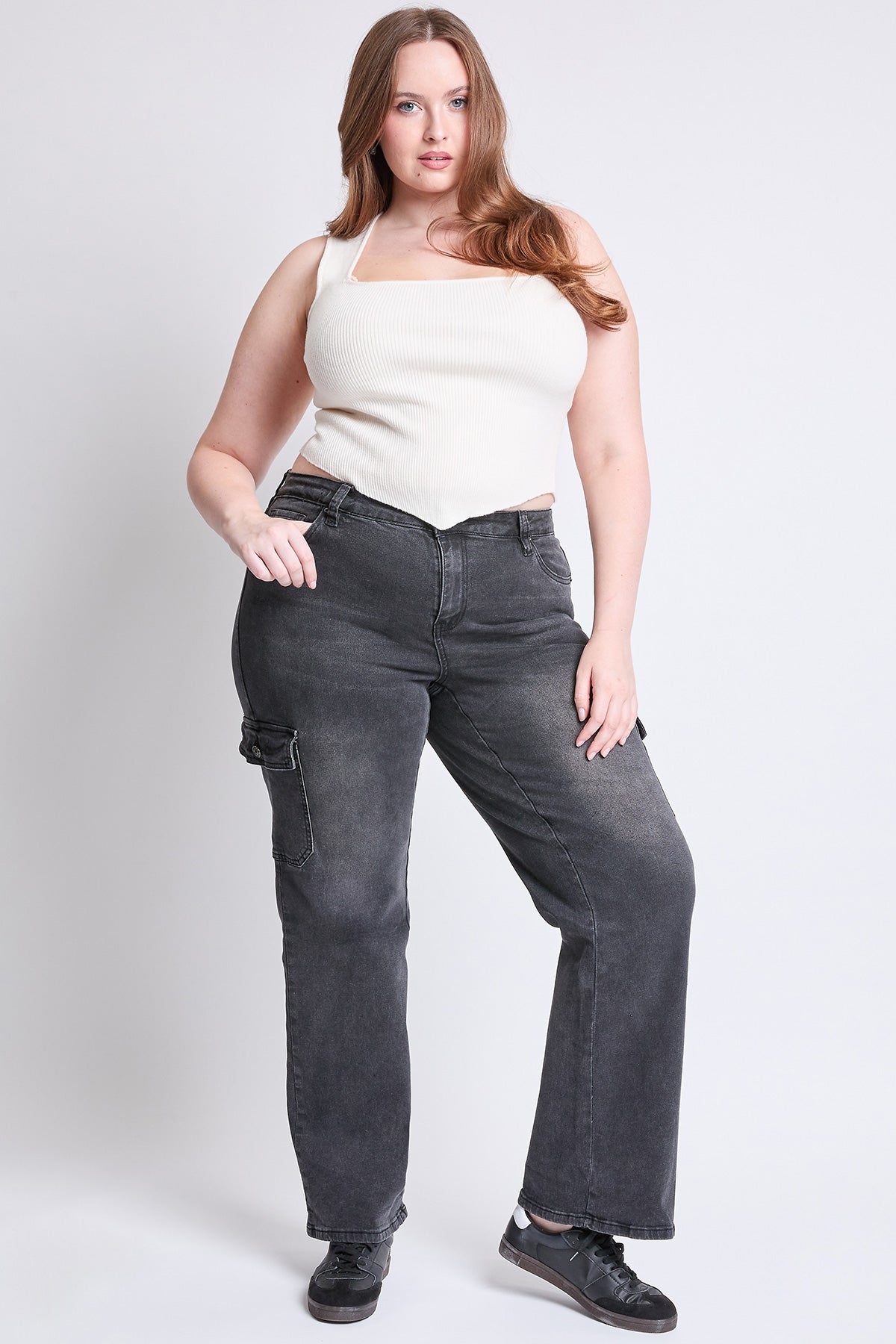 YMI JEANS: Plus Wide Leg Cargo Jeans