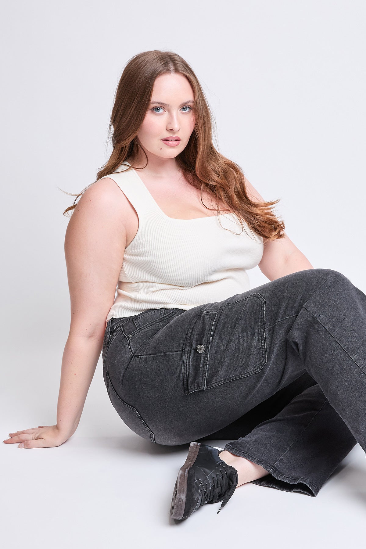 YMI JEANS: Plus Wide Leg Cargo Jeans