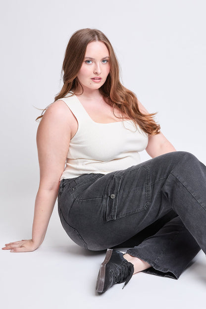 YMI JEANS: Plus Wide Leg Cargo Jeans