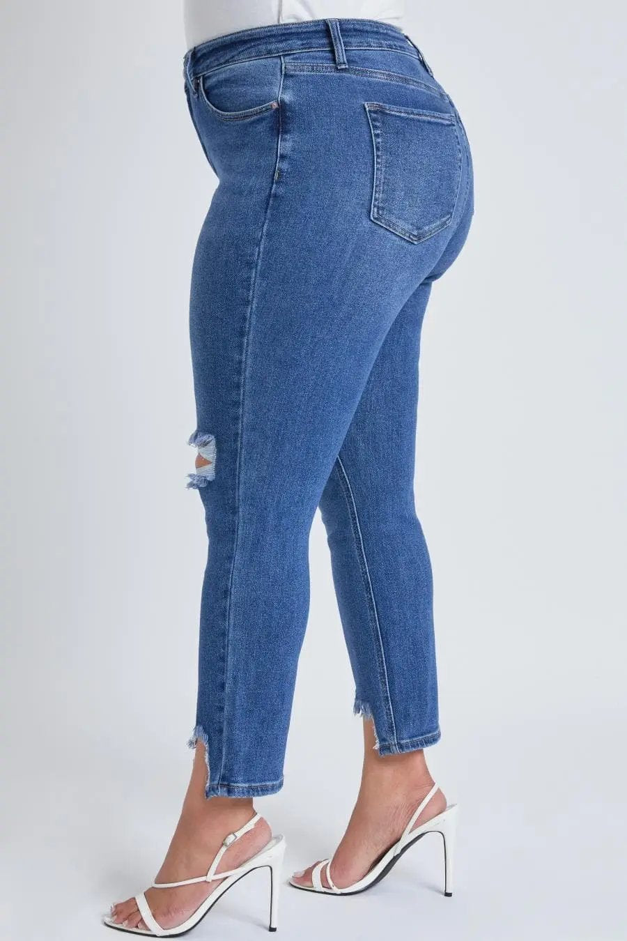 Women's Plus Dream Slim Straight Ankle Jeans With Hem Destruction - Love Salve