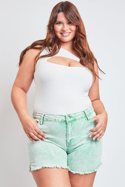 Women's Plus 80's Acid Wash Mom Shorts