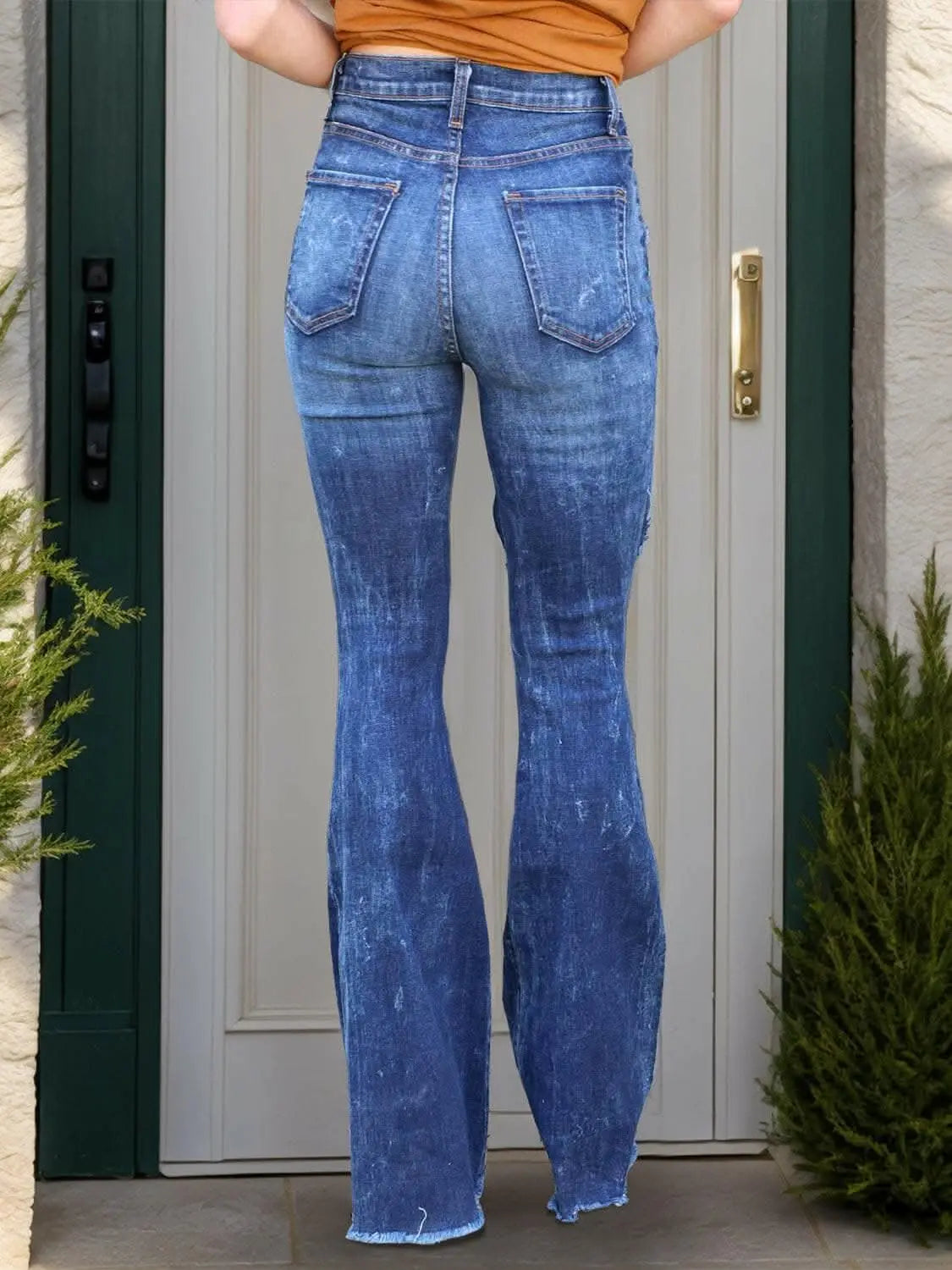 Edgy bootcut jeans with raw hem - Love Salve 