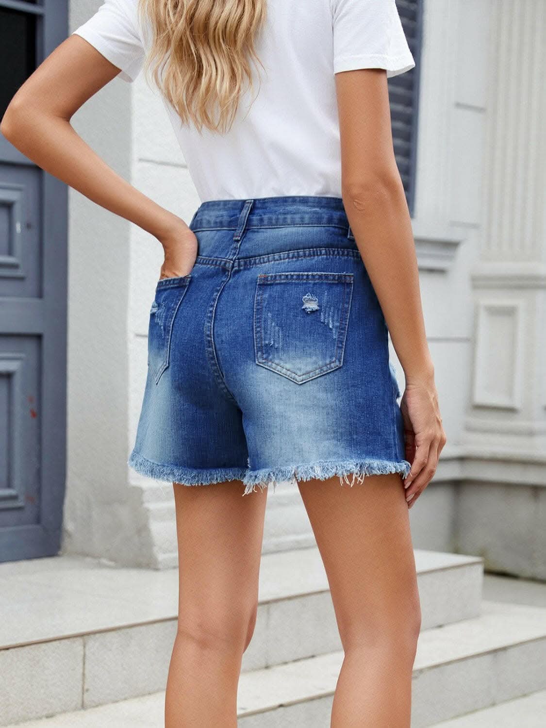 Edgy distressed denim shorts - Love Salve 