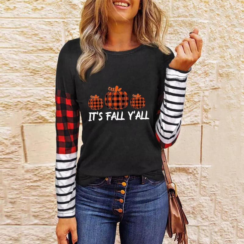 Spook-tacular women's patchwork knit top for Halloween fun