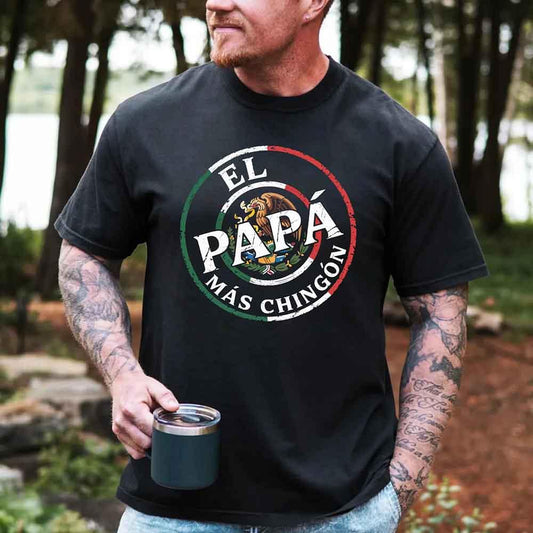 Adorb Custom Tees El Papá Más Chingón Comfort Colors T-Shirt, a funny Mexican dad tee in a vintage-wash cotton.