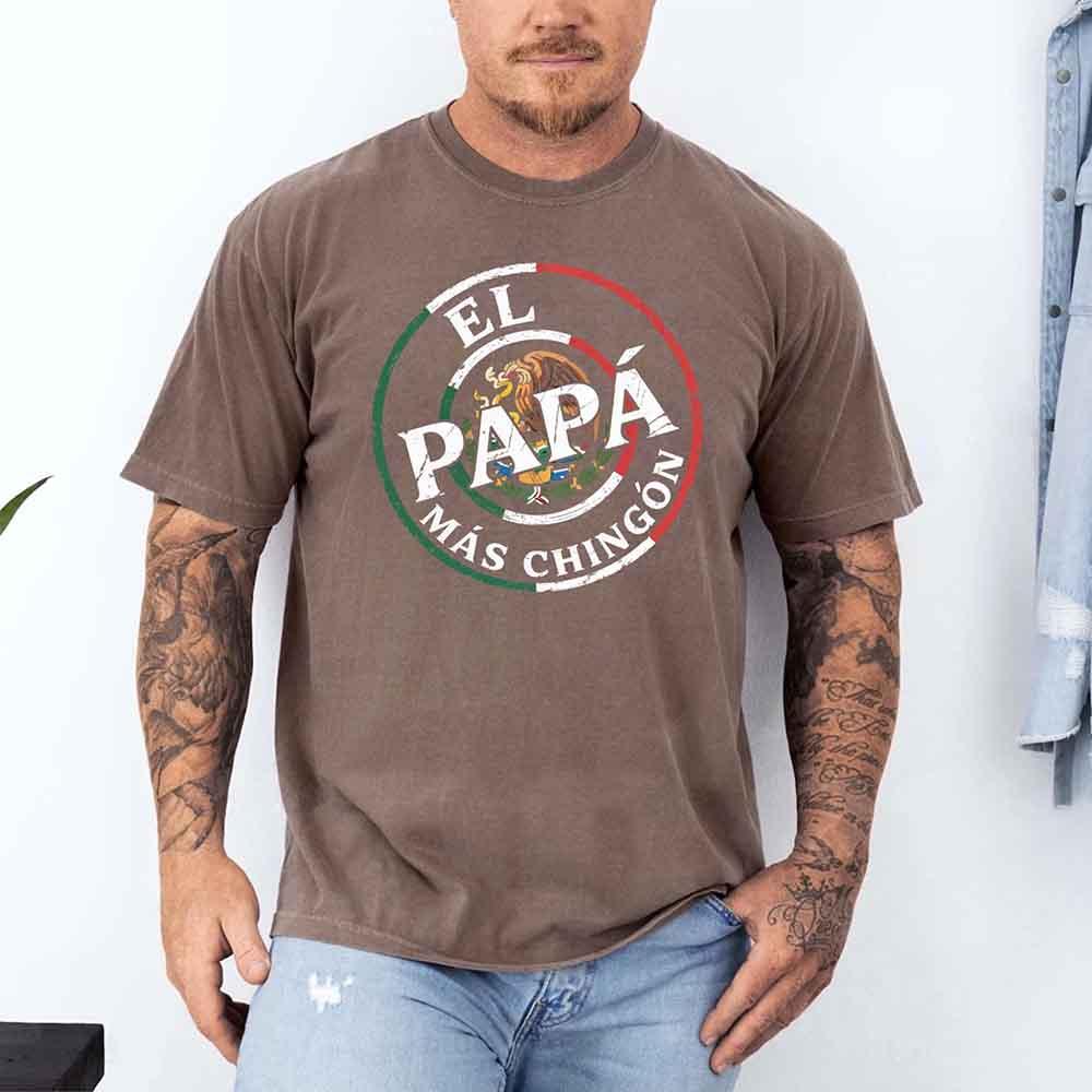 Back view of the Adorb Custom Tees El Papá Más Chingón shirt, showing the relaxed fit and soft Comfort Colors fabric.