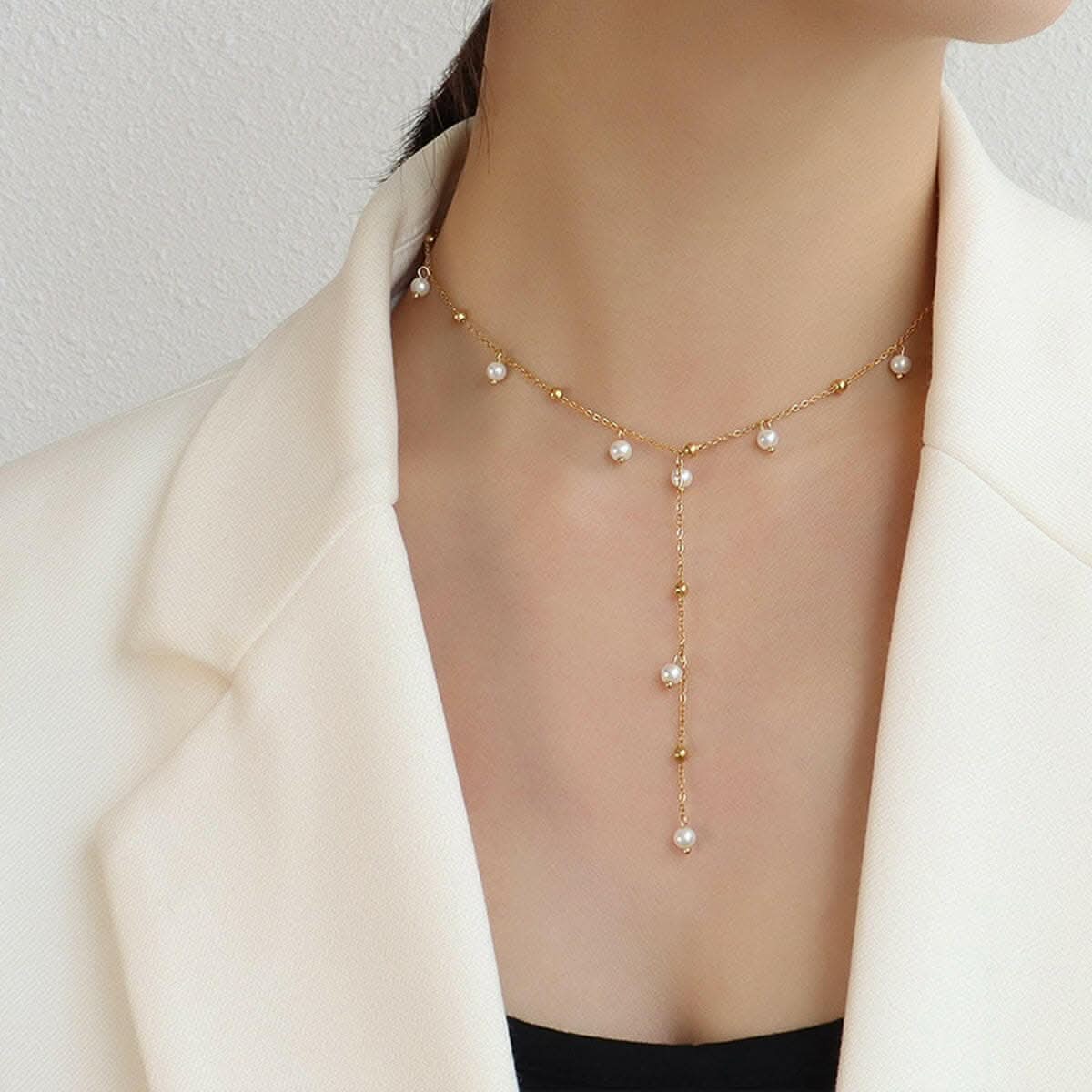 Elegant 18K gold pearl necklace - Love Salve 