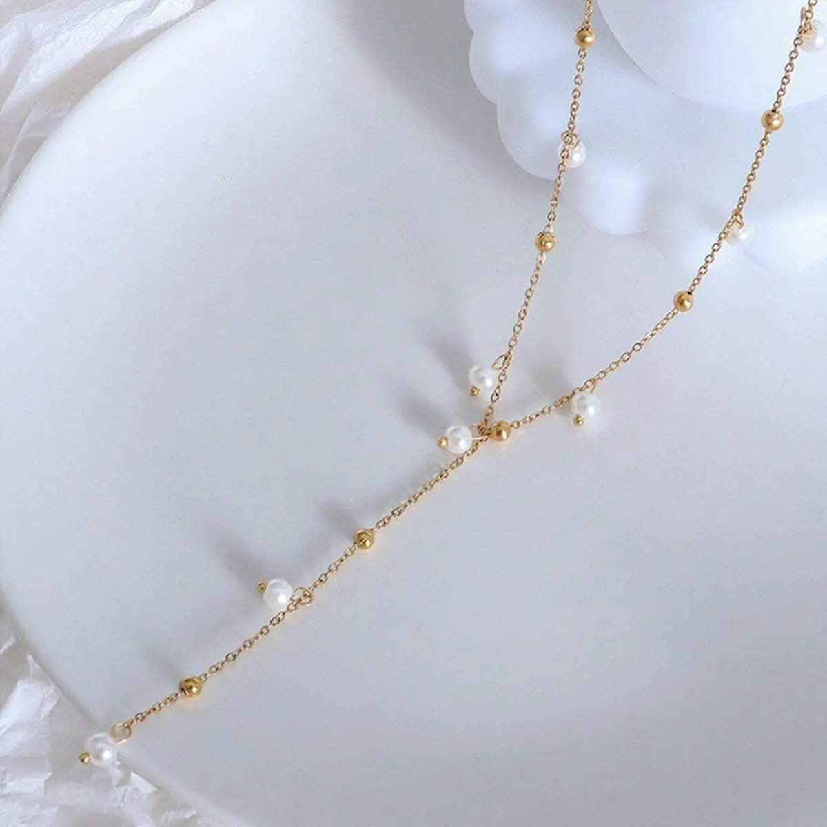 Elegant 18K gold pearl necklace - Love Salve 