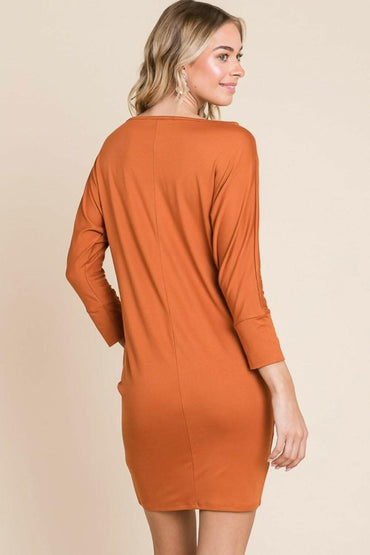 Elegant Dolman Sleeve Mini Dress with Versatile Styling 