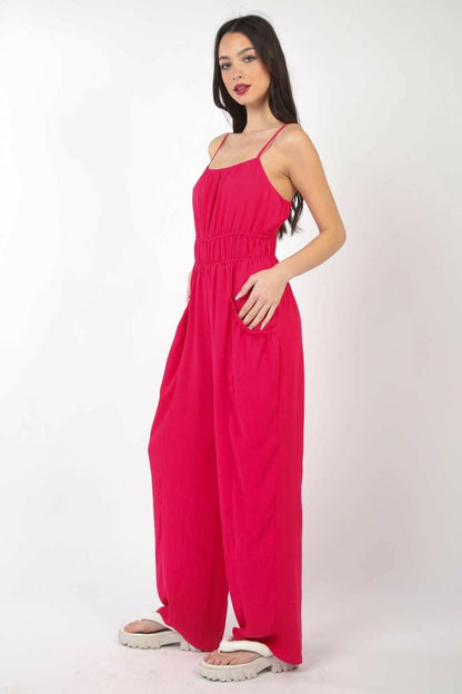 Elegant Pintuck Sleeveless Jumpsuit with Versatile Style 