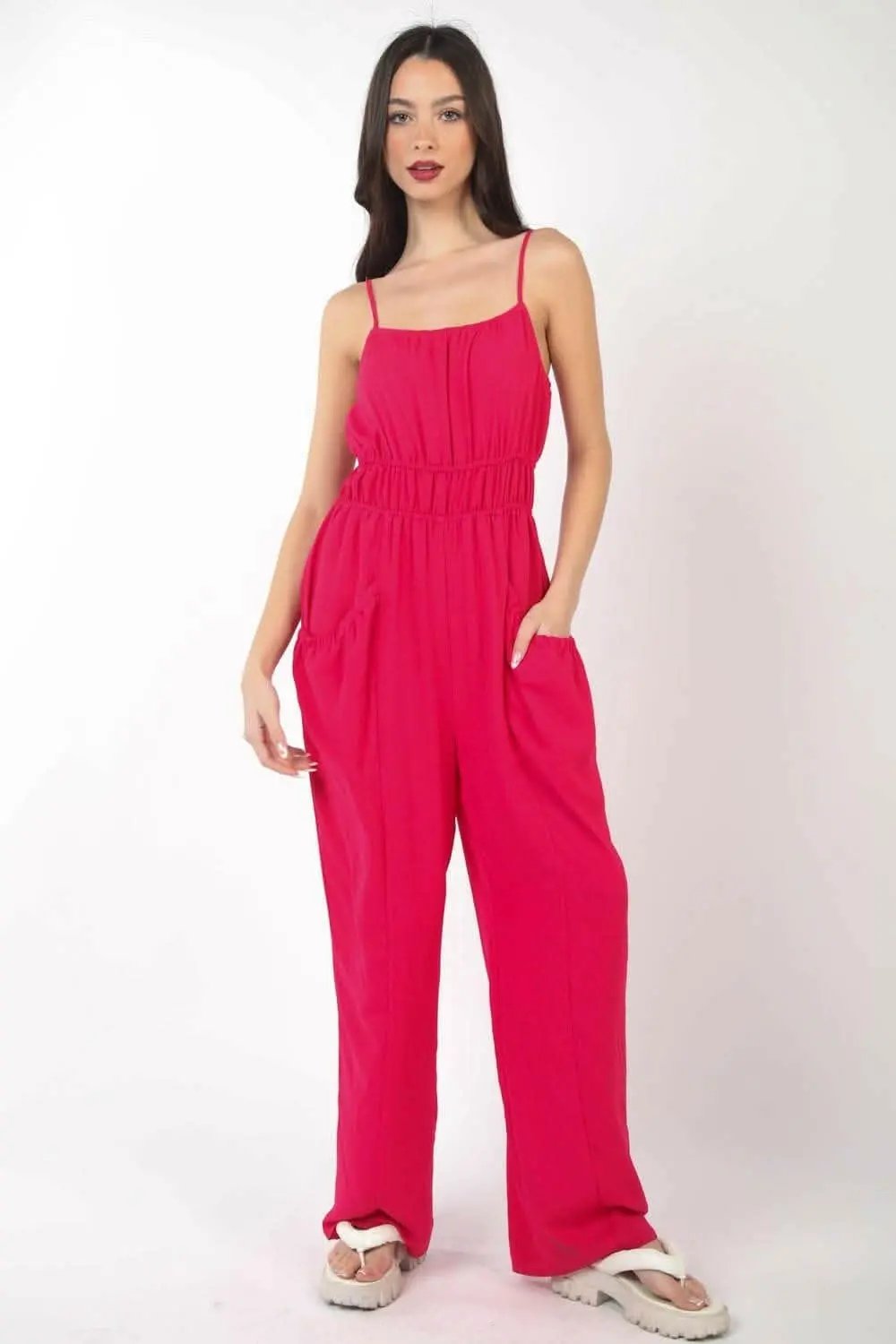 Elegant Pintuck Sleeveless Jumpsuit with Versatile Style - Love Salve 