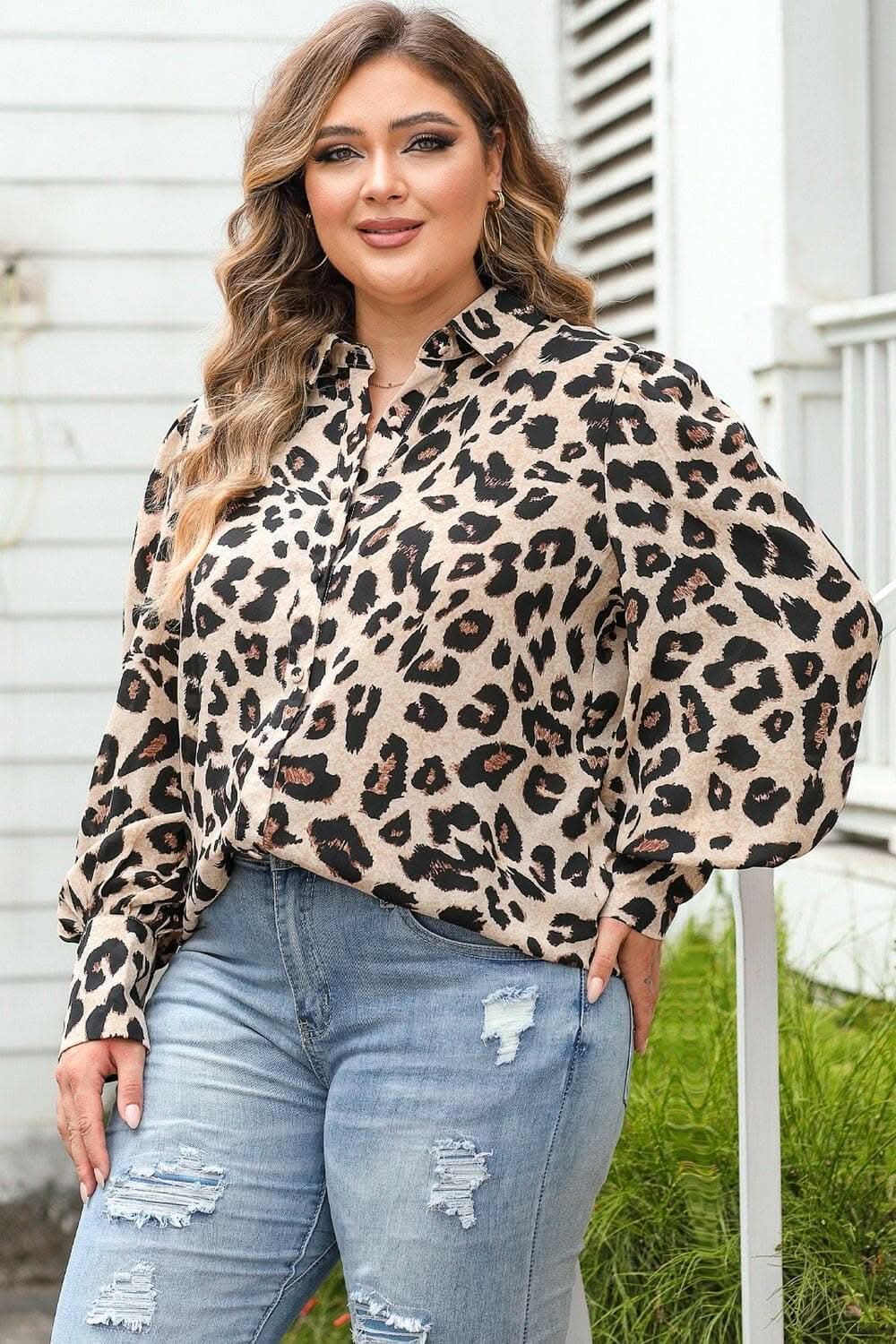 Elegant Printed Plus Size Blouse - Love Salve 